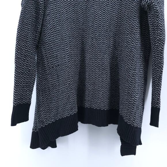 Merona Women Black/White Geometric Striped Open Front Black Hemline/CuffLine S - Picture 9 of 9